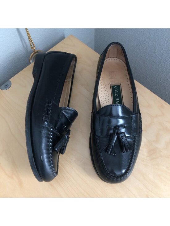 Cole Haan Men\'s 8.5 E Black Leather Tasseled Pinch Casual Loafers Dress Shoes main image 6